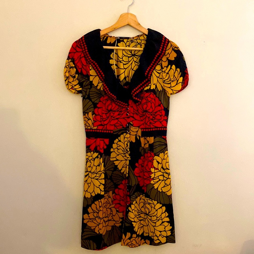 100% Silk Leifsdottir Floral Dress Sz 4